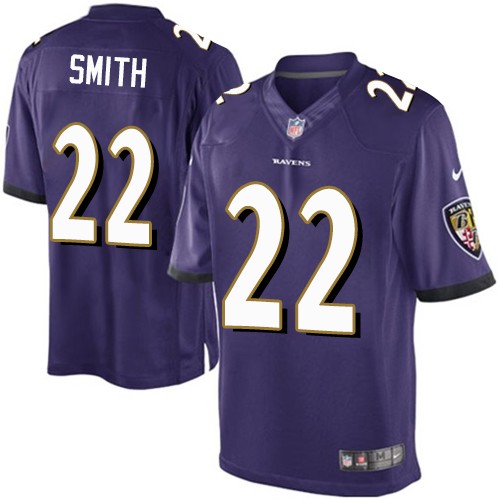 Men's Limited Jimmy Smith Nike Jersey Purple Home - #22 NFL Baltimore Ravens